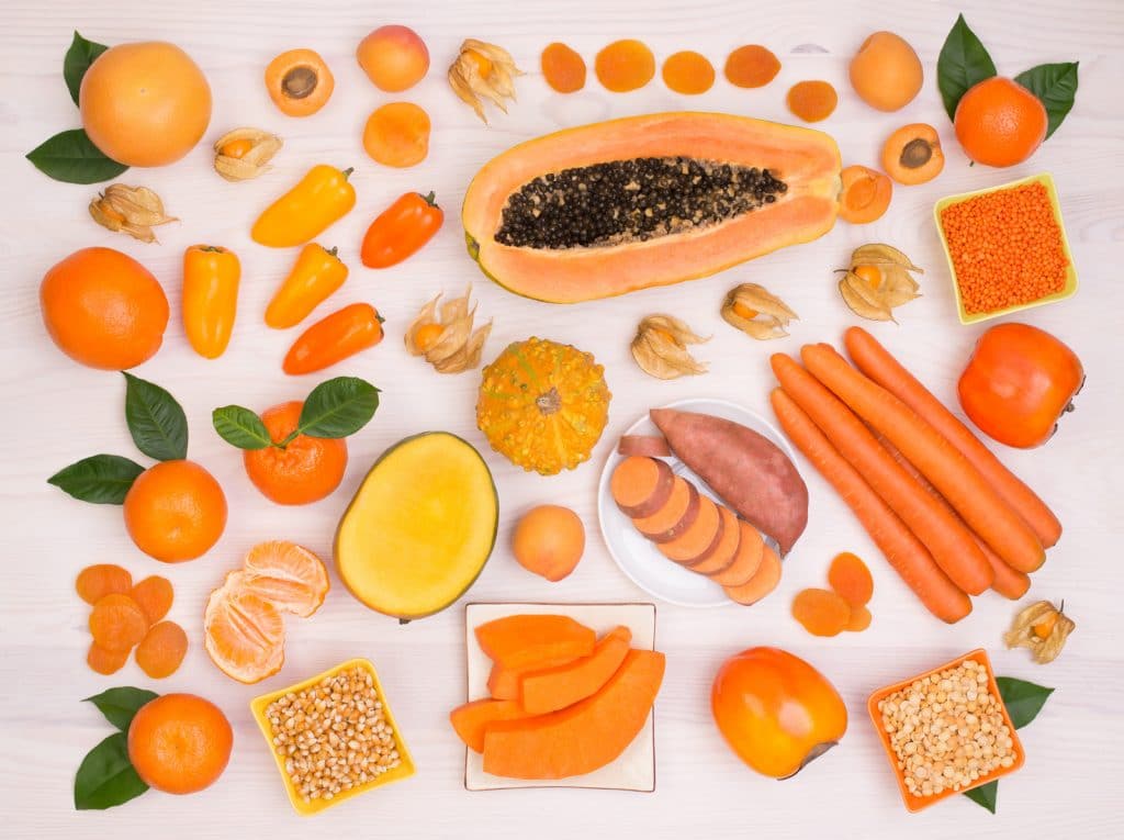 Fruits et légumes à l'orange contenant du bêta-carotène